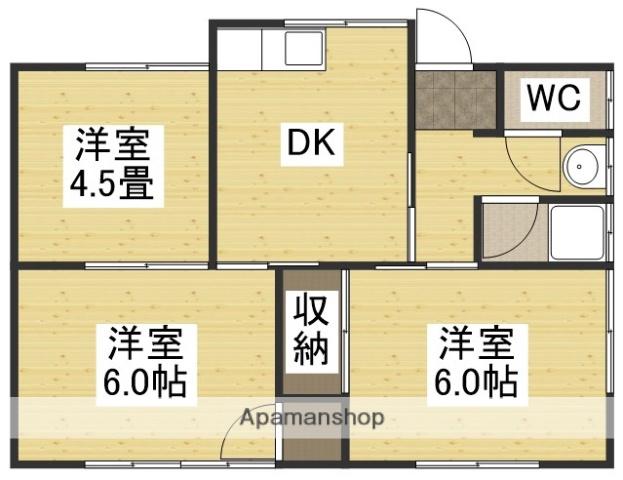 赤穂線 西大寺駅 徒歩35分 1階建 築39年(3DK)の間取り写真