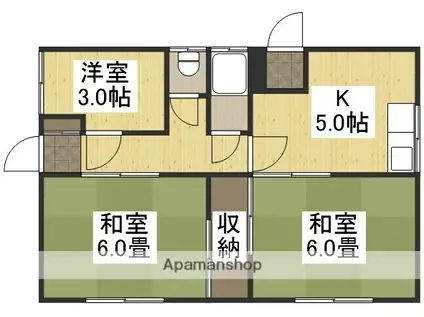 山陽本線 上道駅(岡山) 徒歩23分 1階建 築158年(3K)の間取り写真