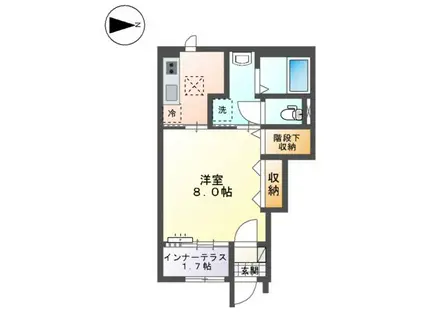 マロンクレスト B(1K/1階)の間取り写真