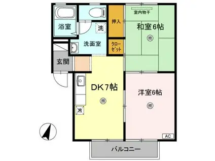 アメニティー八浜 A棟(2DK/2階)の間取り写真