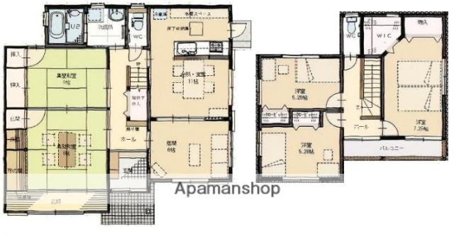 津高戸建(6LDK/1階)の間取り写真