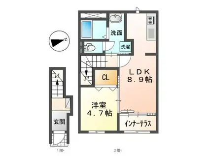 フィールドアップ横井(1LDK/2階)の間取り写真
