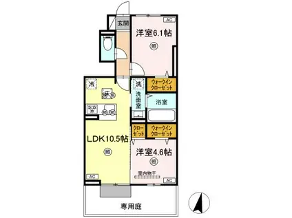 ボヌール N-1(2LDK/1階)の間取り写真