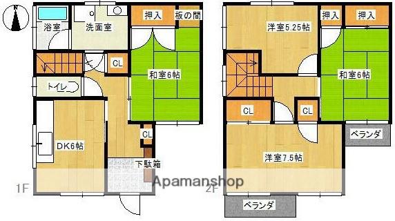 山陽本線 高島駅(岡山) 徒歩21分 2階建 築46年(4DK)の間取り写真