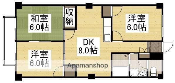 フォブール藤田1(3DK/2階)の間取り写真