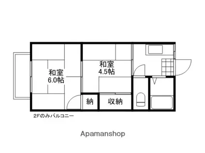 コーポ以南 2棟(2K/2階)の間取り写真