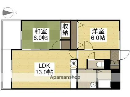 スカイロード(2LDK/1階)の間取り写真