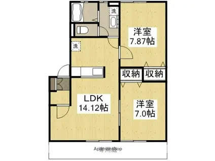 ヌーヴォー・シャンテ D(2LDK/1階)の間取り写真