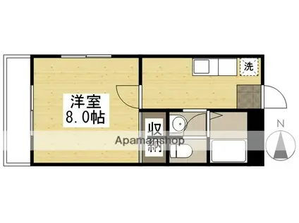 サウスウィンド山本Ⅰ(1K/2階)の間取り写真