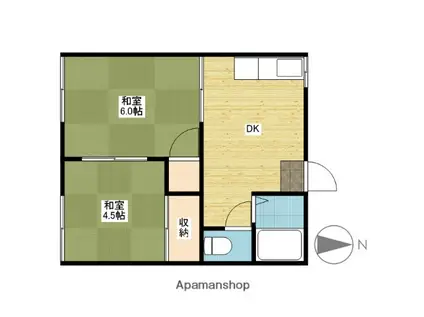 清水コーポD(2DK/2階)の間取り写真