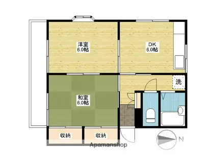 リバーサイド花里C(2DK/1階)の間取り写真