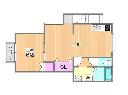 メゾン桜4号棟(1LDK/2階)の間取り写真