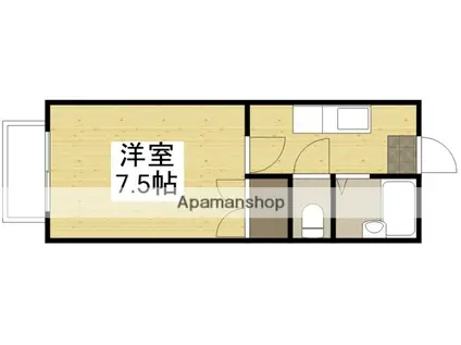 プレアール西川原Ⅱ(1K/1階)の間取り写真