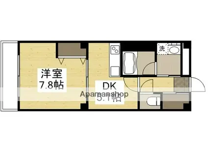 ソレアート伊福(1DK/6階)の間取り写真