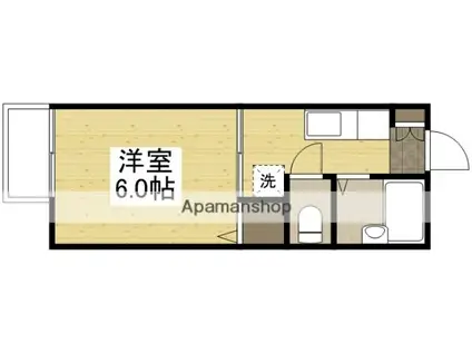 ハウスMセカンド(1K/1階)の間取り写真