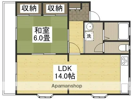 シティパレス西崎(1LDK/2階)の間取り写真