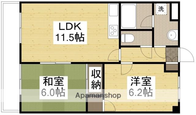 ハピネス田中(2LDK/5階)の間取り写真