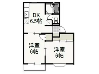 サンライズ久米A(2DK/2階)の間取り写真