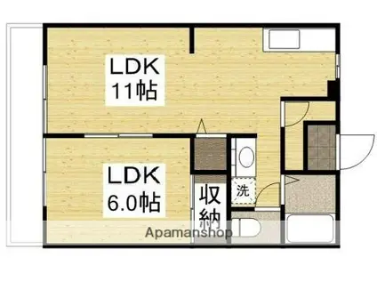 モデラート21 B棟(1LDK/1階)の間取り写真