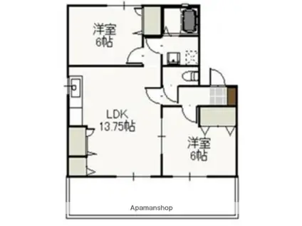 メゾンフルール(2LDK/1階)の間取り写真