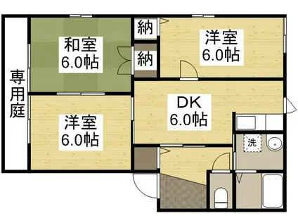 ドミール津高A(3DK/1階)の間取り写真