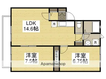 モントワールB(2LDK/2階)の間取り写真