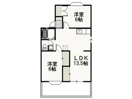 ファミーユ・ビボD(2LDK/1階)の間取り写真