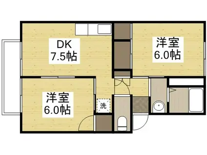 ステラマリス田中B棟(2DK/2階)の間取り写真