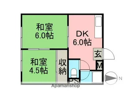 グリーンコーポ(2DK/1階)の間取り写真