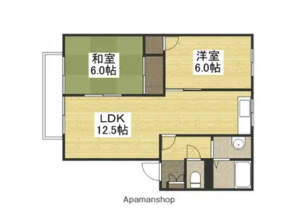 フレグランスイヌマルB(2LDK/1階)の間取り写真