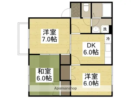 レジデンス B(3DK/2階)の間取り写真