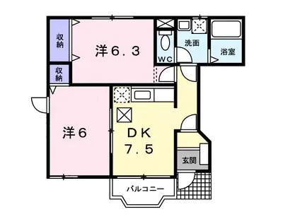 リバーコート川本(2DK/1階)の間取り写真