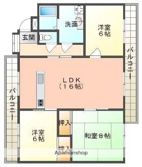フローラ・2(3LDK/3階)の間取り写真