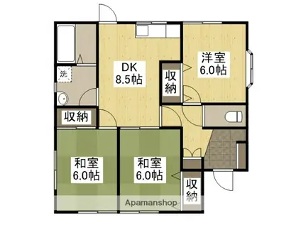 宇野線 備前西市駅 徒歩58分 1階建 築29年(3DK)の間取り写真