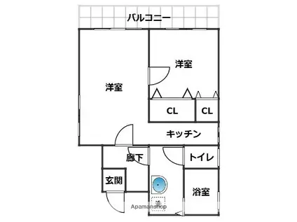とんだびる(2K/4階)の間取り写真
