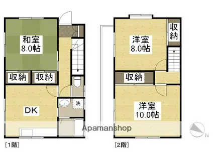 山陽本線 北長瀬駅 徒歩27分 2階建 築33年(3DK)の間取り写真