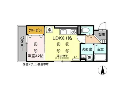 プリエールSAYA(1LDK/1階)の間取り写真