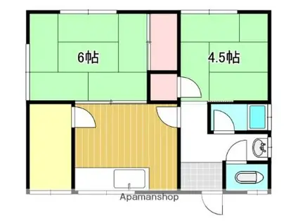 赤穂線 東岡山駅 徒歩18分 1階建 築43年(3K)の間取り写真