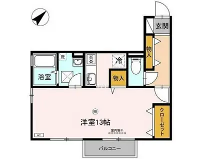 FIT HOUSE A棟(ワンルーム/2階)の間取り写真