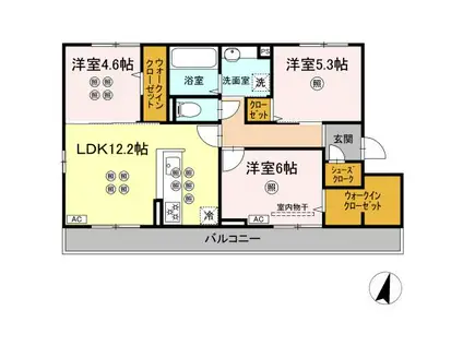 BLISS COURT II(3LDK/2階)の間取り写真