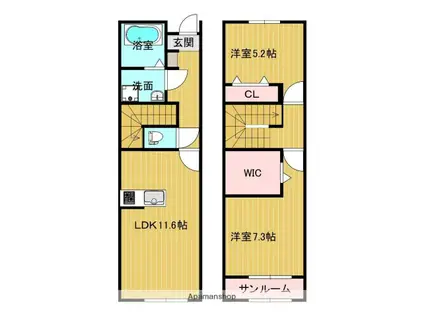 FONTANA高屋 A(2LDK/1階)の間取り写真