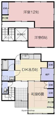 吉備線 大安寺駅 徒歩20分 2階建 築48年(3DK)の間取り写真