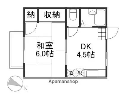 ハイツコスモス(1DK/1階)の間取り写真