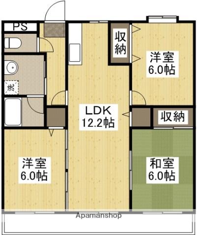 ベンビレッジ平田東公園(3LDK/4階)の間取り写真