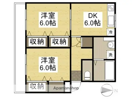 フォーエバーレジデンス今(2DK/2階)の間取り写真