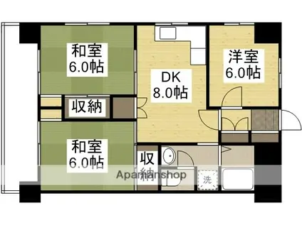 ナガシオビル(3DK/3階)の間取り写真