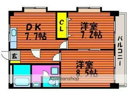 タイショウ7ビル(2DK/3階)の間取り写真