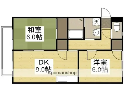 サンビレッジ竜之口D(2DK/2階)の間取り写真