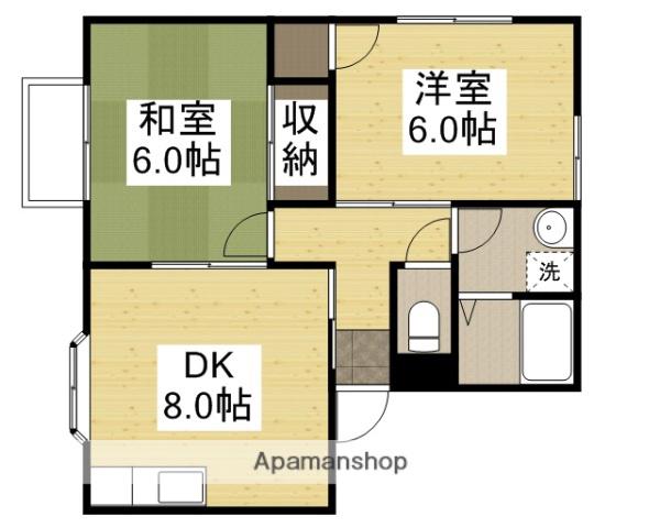 ファミール岡南Ⅲ(2DK/1階)の間取り写真