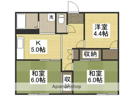 パークハイツ花尻(3K/2階)の間取り写真